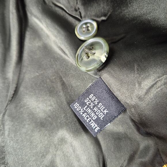 Linda Allard Green Purple Berry Print Silk Wool Blend Lined Vintage Blazer 14 LG - Picture 5 of 5